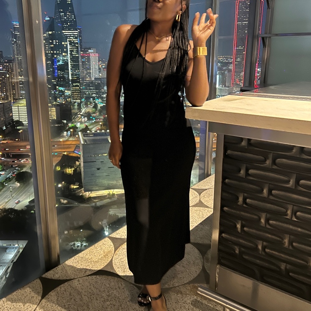 Black Backless Dress with Chain Detail